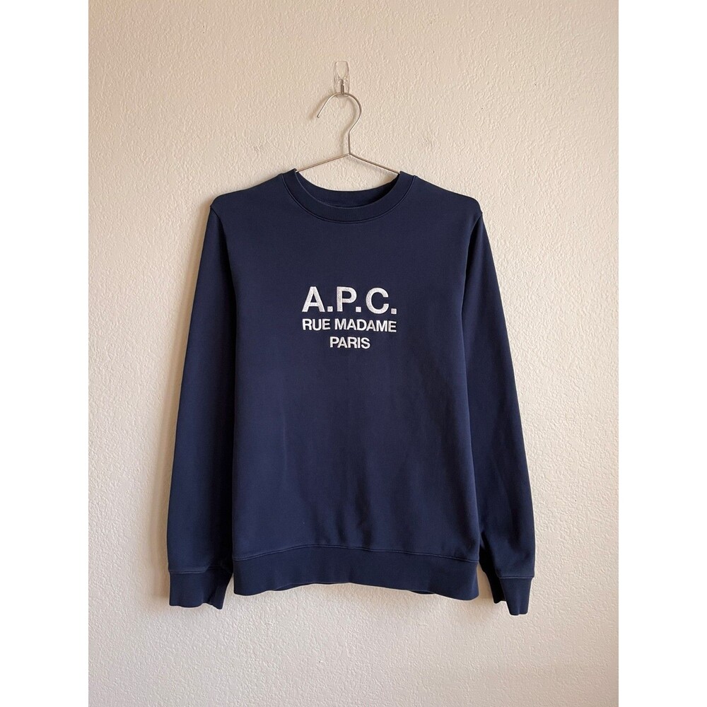 A.P.C. Men's Rufus Cotton Sweatshirt in Navy Size MEDIUM